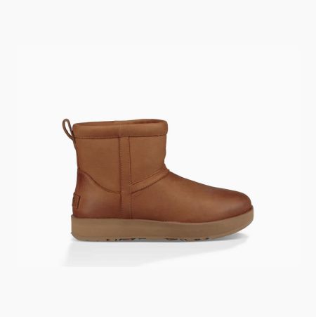 UGG Classic Mini Leather - Gummistøvler Dame - Brune (NO-J886)